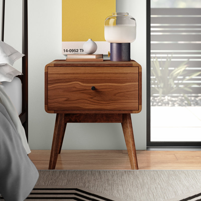 Kitsco Justin 1 Drawer Nightstand in Walnut Reviews Wayfair